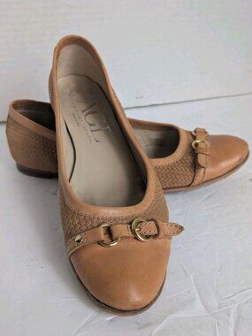 AGL Attilio Giusti Leombruni Woven Leather Ballet Flats Sz 39.5 US 9.5 Italy Tan